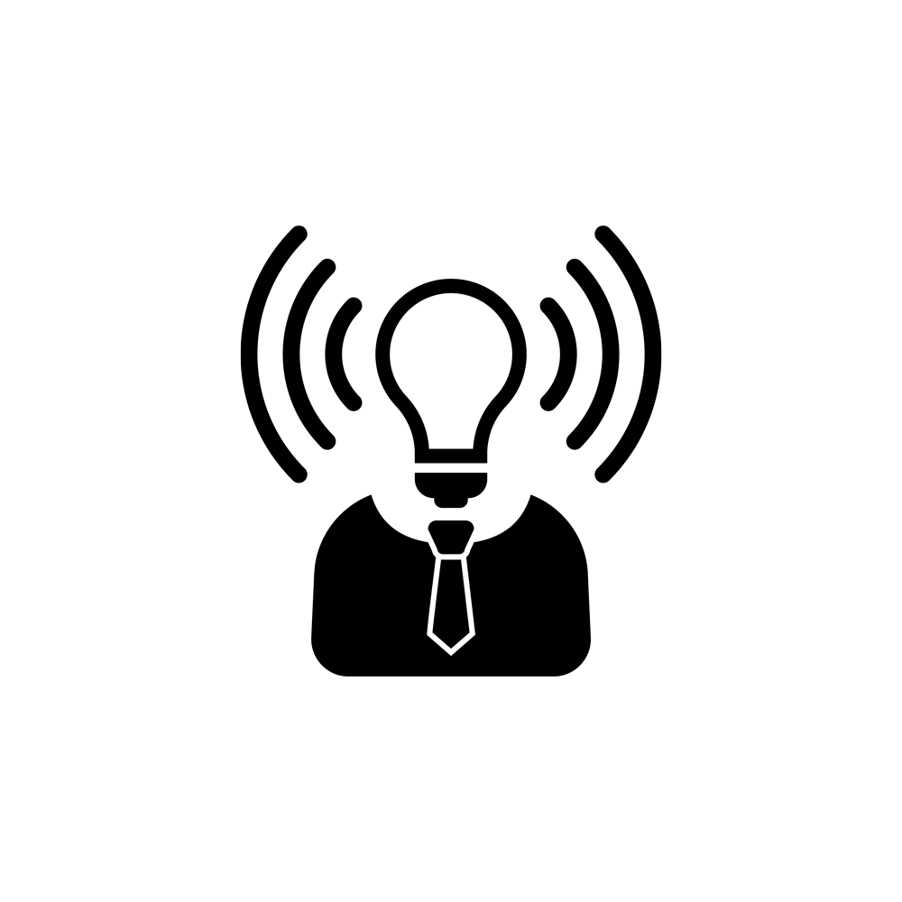 This image is a person icon with head being replaced with a lightbulb and outward drawn lines.
                This demonstrates the importance of generating online business presence.
